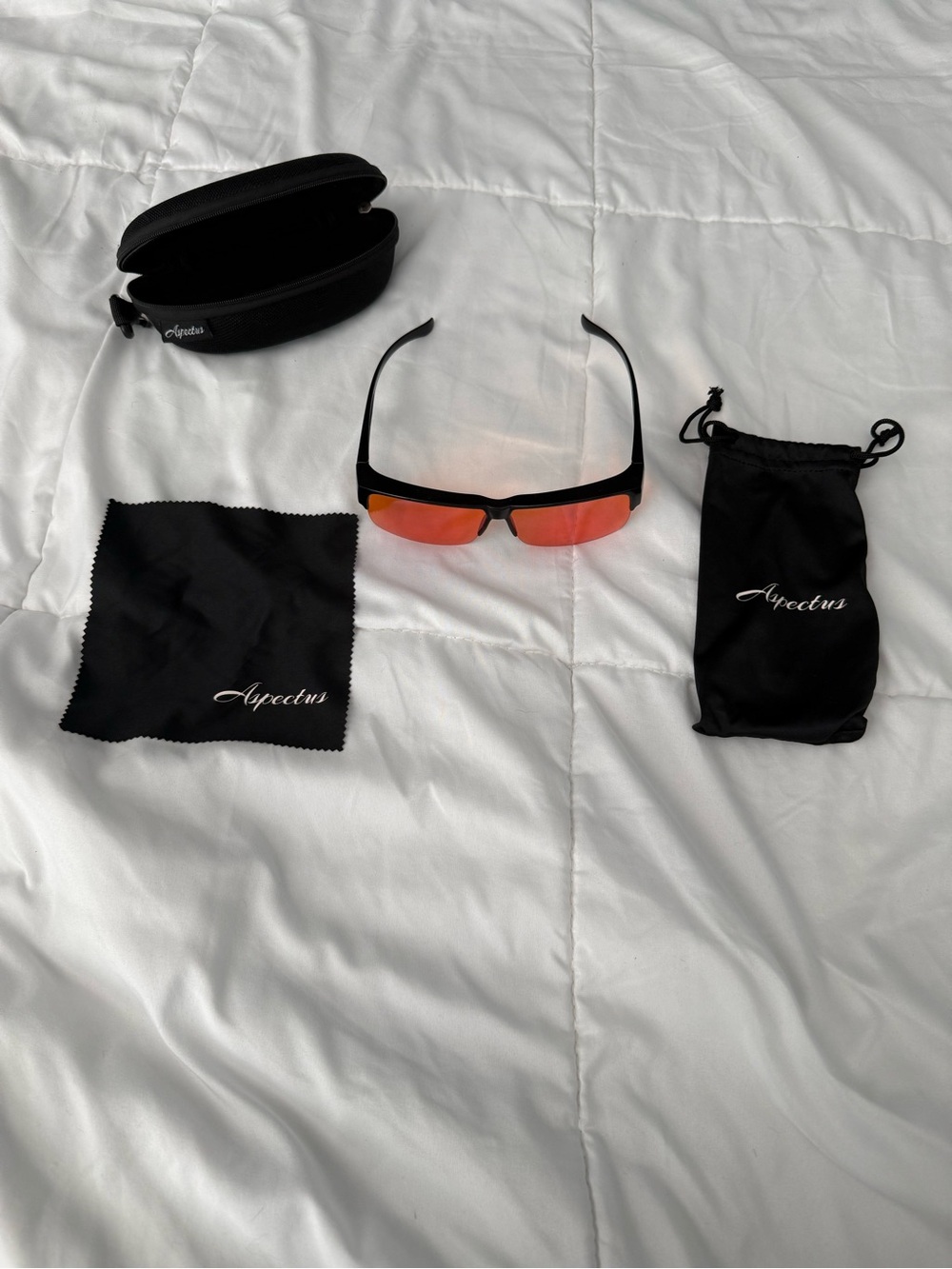 Aspectus Men's Black Frame Sunglasses with Orange-Red Mirrored Lenses